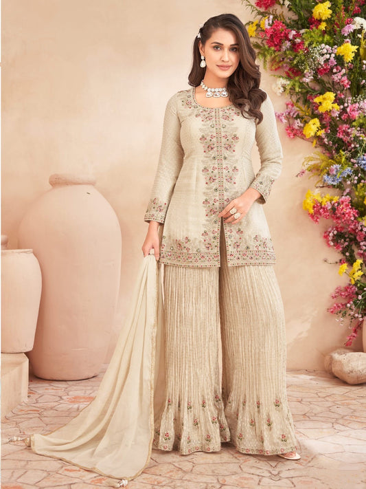 Indowestern in ivory white